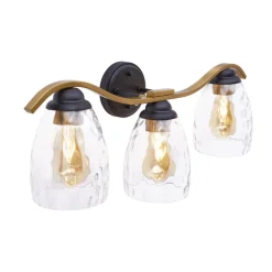 Teamson Home Heidi 3-Light Bathroom Vanity Wall Sconce Light with 3-Stage Touch Dimmer, Black/Brass- FINAL SALE
