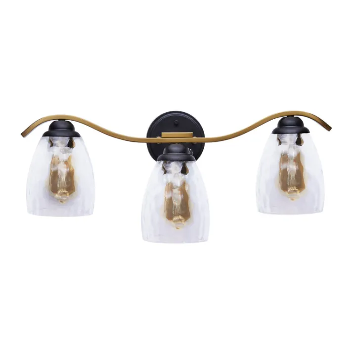 Teamson Home Heidi 3-Light Bathroom Vanity Wall Sconce Light with 3-Stage Touch Dimmer, Black/Brass- FINAL SALE