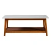 Teamson Home Kingston Coffee Table with Storage and Marble-Look Top, Marble/Walnut