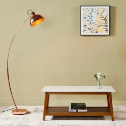 Teamson Home Kingston Coffee Table with Storage and Marble-Look Top, Marble/Walnut