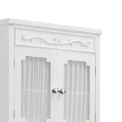 Teamson Home Lisbon Over-the-Toilet Cabinet with Drapery-Lined Doors, White- FINAL SALE