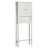 Teamson Home Louis Over-the-Toilet Cabinet with Faux Louvered Doors and Fixed Exterior Shelf, White