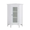 Teamson Home Madison Freestanding Corner Floor Cabinet with Tempered Glass Panel, White -FINAL SALE