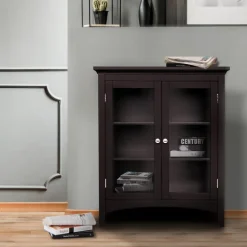 Teamson Home Madison Freestanding Two-Door Floor Cabinet, Espresso