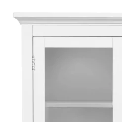 Teamson Home Madison Freestanding Two-Door Floor Cabinet with Tempered Glass Panels, White