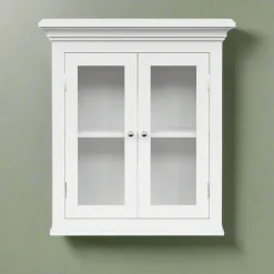 Teamson Home Madison Removable Two-Door Wall Cabinet with Glass Panels, White