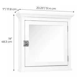 Teamson Home Madison Removable Medicine Cabinet with Mirrored Door, White