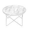 Teamson Home Margo Small Round Faux White Carrara Marble Coffee Table, White -FINAL SALE