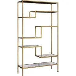 Teamson Home Marmo Modern Marble-Look 5-Tier Display Shelf, Marble/Brass- FINAL SALE