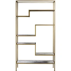 Teamson Home Marmo Modern Marble-Look 5-Tier Display Shelf, Marble/Brass- FINAL SALE