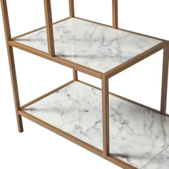 Teamson Home Marmo Modern Media Stand & Console Table, White/Brass -FINAL SALE