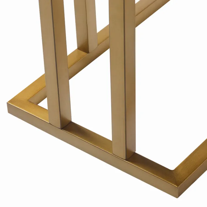 Teamson Home Marmo Modern Marble-Look C Shape Side Table, Marble/Brass- FINAL SALE