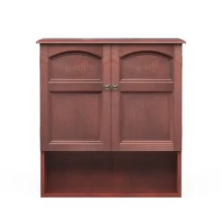 Teamson Home Martha Removable Two-Door Wall Cabinet with Open Shelf, Mahogany