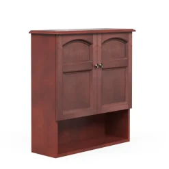 Teamson Home Martha Removable Two-Door Wall Cabinet with Open Shelf, Mahogany