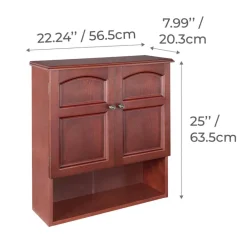 Teamson Home Martha Removable Two-Door Wall Cabinet with Open Shelf, Mahogany