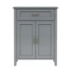 Teamson Home Mercer Freestanding Two-Door Floor Cabinet with Top Drawer, Gray