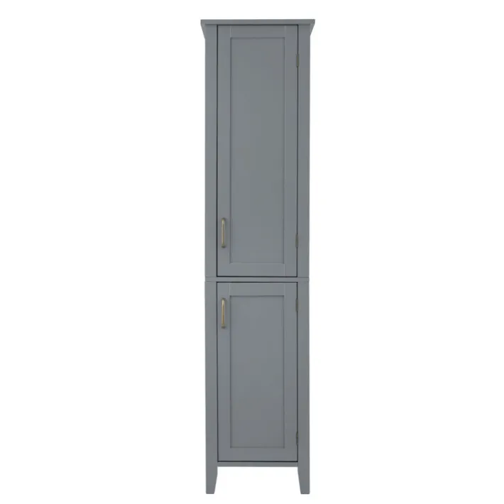 Teamson Home Mercer Freestanding Linen Cabinet with Two Doors, Gray