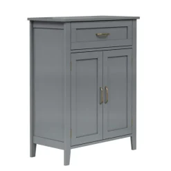 Teamson Home Mercer Freestanding Two-Door Floor Cabinet with Top Drawer, Gray