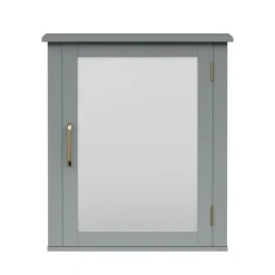 Teamson Home Mercer Removable Medicine Cabinet with Mirrored Door, Gray
