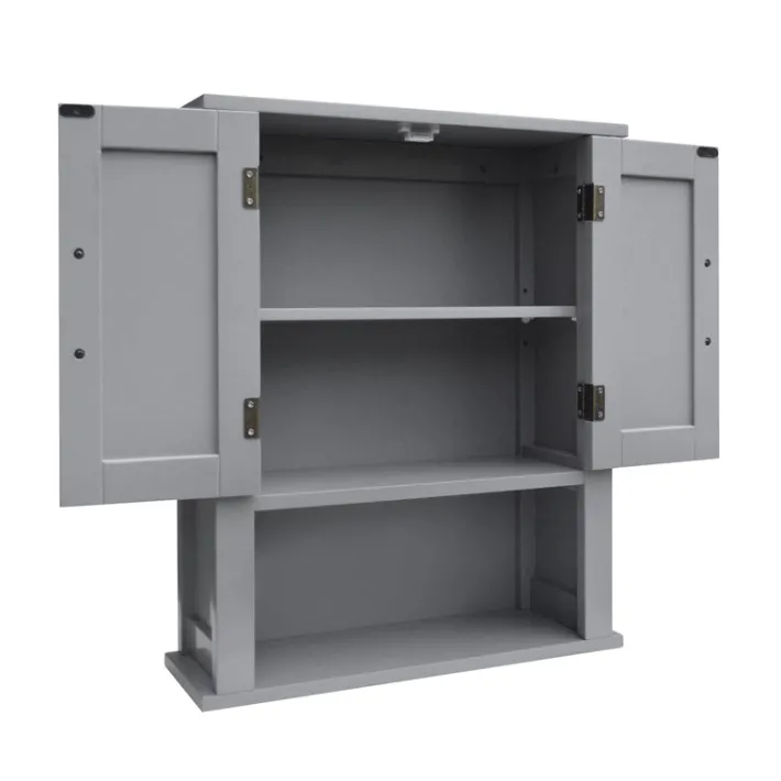 Teamson Home Mercer Removable Two-Door Wall Cabinet, Gray