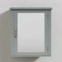Teamson Home Mercer Removable Medicine Cabinet with Mirrored Door, Gray