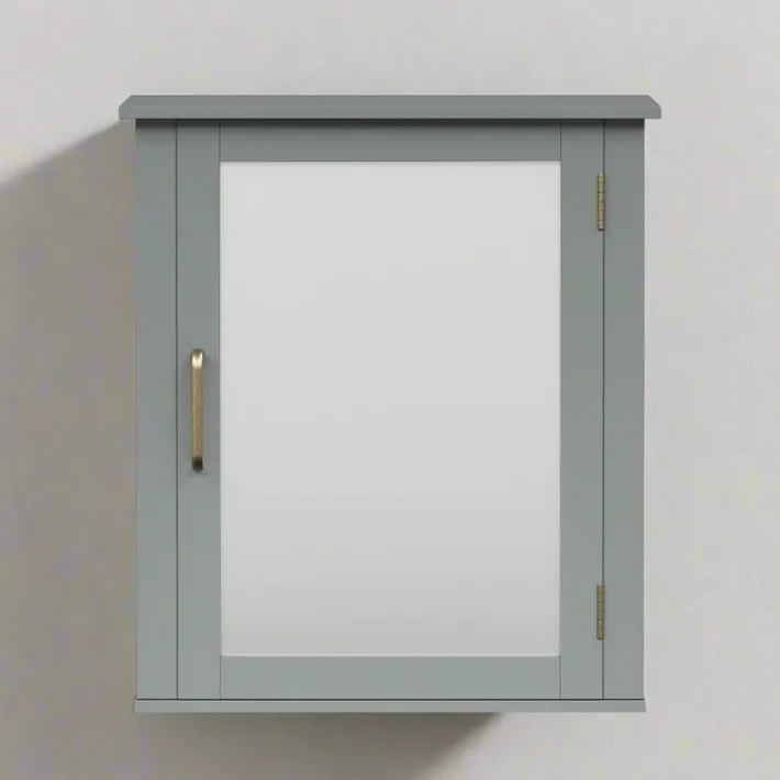 Teamson Home Mercer Removable Medicine Cabinet with Mirrored Door, Gray