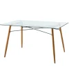 Teamson Home Minimalist Glass Top Dining Table with Wood Base, Natural- FINAL SALE