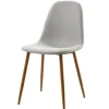 Teamson Home Minimalista Fabric Dining Chair with Wood Grain Metal Legs, Set of 2, Light Gray/Natural- FINAL SALE