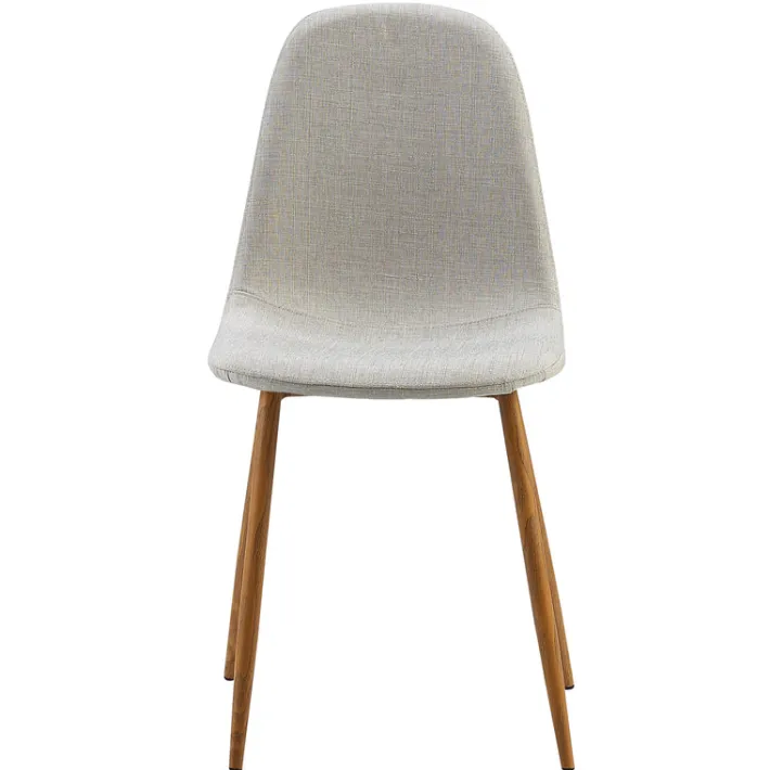 Teamson Home Minimalista Fabric Dining Chair with Wood Grain Metal Legs, Set of 2, Light Gray/Natural- FINAL SALE