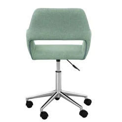 Teamson Home Modern Fabric Office Chair with Adjustable Ergonomic Seat, Swivel Base, and Wheels, Mint/Chrome- FINAL SALE