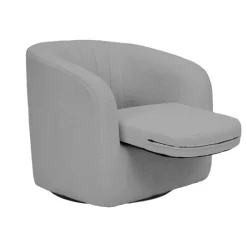 Teamson Home Monroe Faux Shearing Swivel Tub Chair with Channel Tufting, Gray