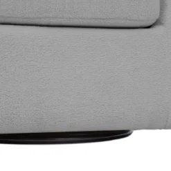 Teamson Home Monroe Faux Shearing Swivel Tub Chair with Channel Tufting, Gray
