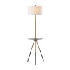 Teamson Home Myra Floor Lamp with Glass Table and Built-In USB Port, Gold/Black- FINAL SALE