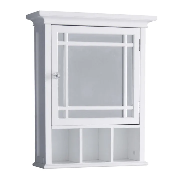 Teamson Home Neal Removable Medicine Cabinet with Mirrored Door and Open Shelf, White