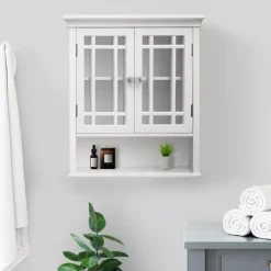 Teamson Home Neal Removable Two-Door Wall Cabinet with Open Shelf, White
