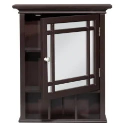 Teamson Home Neal Removable Medicine Cabinet with Mirrored Door and Open Shelf, Espresso