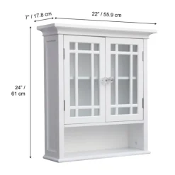 Teamson Home Neal Removable Two-Door Wall Cabinet with Open Shelf, White
