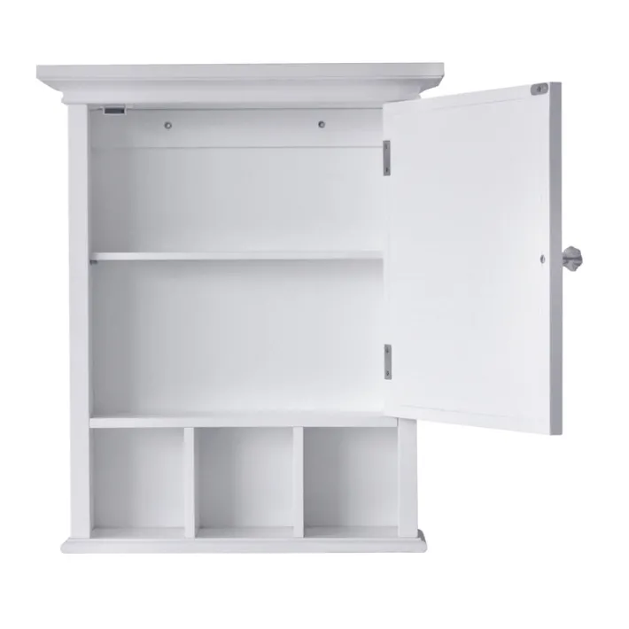 Teamson Home Neal Removable Medicine Cabinet with Mirrored Door and Open Shelf, White