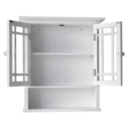 Teamson Home Neal Removable Two-Door Wall Cabinet with Open Shelf, White