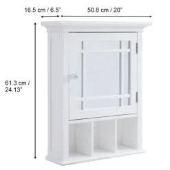Teamson Home Neal Removable Medicine Cabinet with Mirrored Door and Open Shelf, White