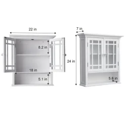 Teamson Home Neal Removable Two-Door Wall Cabinet with Open Shelf, White