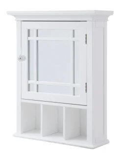 Teamson Home Neal Removable Medicine Cabinet with Mirrored Door and Open Shelf, White