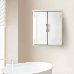 Teamson Home Newport Removable Two-Door Wall Cabinet, White