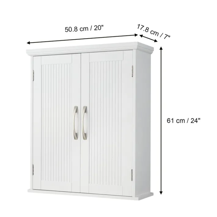 Teamson Home Newport Removable Two-Door Wall Cabinet, White