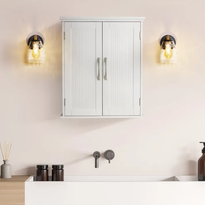 Teamson Home Newport Removable Two-Door Wall Cabinet, White