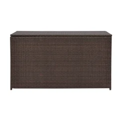 Teamson Home Outdoor 154-Gallon PE Rattan Deck Box for Cushions or Pool Accessory Storage, Brown- FINAL SALE