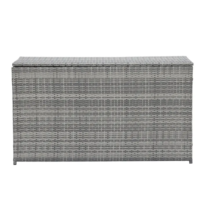Teamson Home Outdoor 154-Gallon PE Rattan Deck Box for Cushions or Pool Accessory Storage, Gray