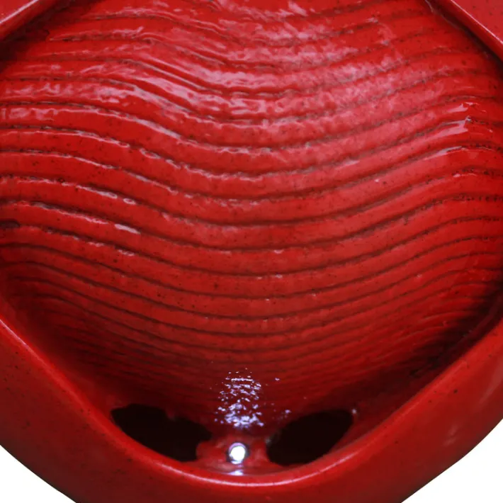 Teamson Home Outdoor Glazed Pot Water Fountain with LED lights, Red