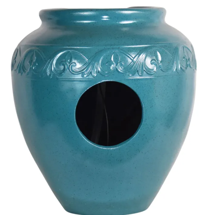 Teamson Home Outdoor Glazed Pot Floor Fountain with LED Light, Teal