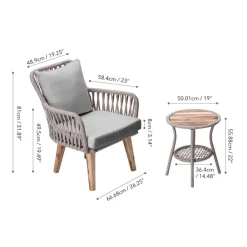 Teamson Home Outdoor 3-Piece Rope & Acacia Wood Patio Set- FINAL SALE